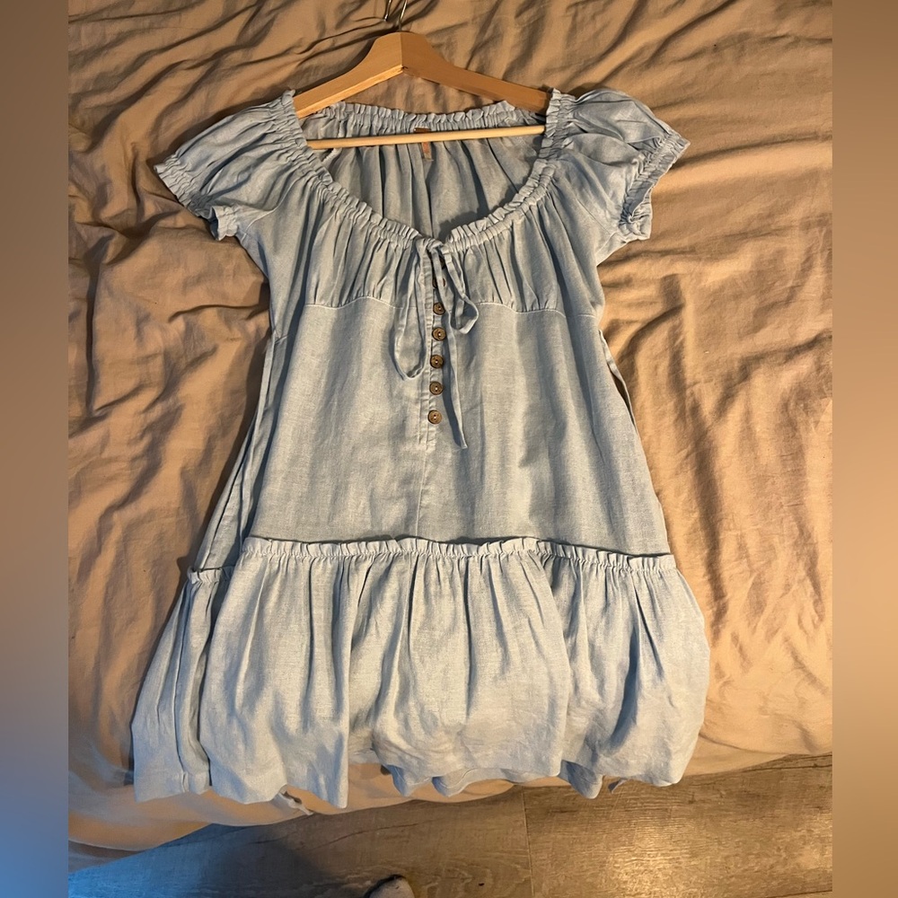 Perri Linen Drop-waist Mini dress